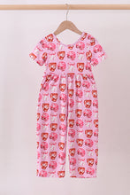 Pink bow baseball bamboo jumpsuit - ARIA KIDS