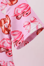 Pink bow baseball bamboo jumpsuit - ARIA KIDS