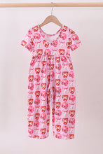Pink bow baseball bamboo jumpsuit - ARIA KIDS