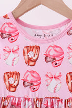 Pink bow baseball bamboo dress - ARIA KIDS