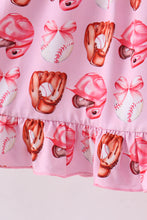 Pink bow baseball bamboo dress - ARIA KIDS
