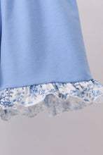 Blue floral cross smocked ruffle shorts set - ARIA KIDS