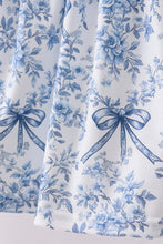 Blue floral cross smocked ruffle shorts set - ARIA KIDS