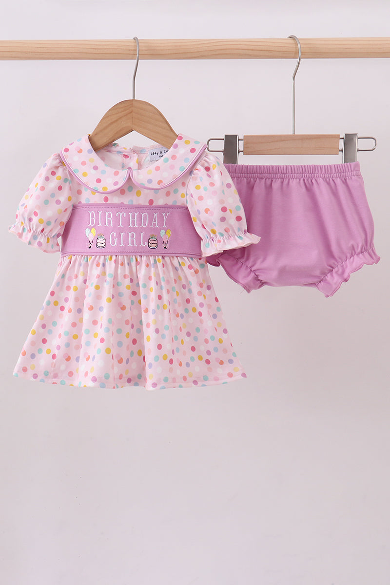 Purple birthday embroidery bloomer set - ARIA KIDS