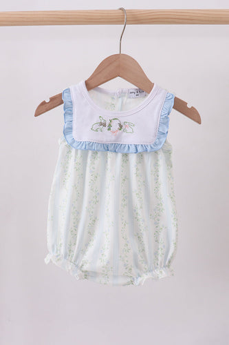 Floral bunny embroidery ruffle bubble - ARIA KIDS