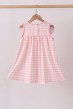 Pink character embroidery gingham dress - ARIA KIDS