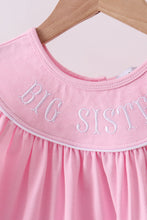 Pink big sister embroidery ruffle shorts set - ARIA KIDS