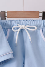 Blue brother embroidery pocket shorts set - ARIA KIDS