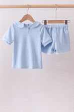 Blue brother embroidery pocket shorts set - ARIA KIDS