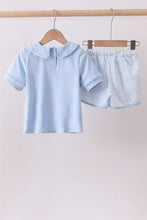 Blue brother smocked shorts set - ARIA KIDS