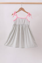 Pink seersucker farm animals embroidery ruffle dress - ARIA KIDS