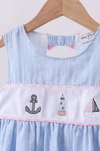 Blue sailboat embroidery jacquard shorts set - ARIA KIDS