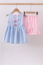 Blue sailboat embroidery jacquard shorts set - ARIA KIDS