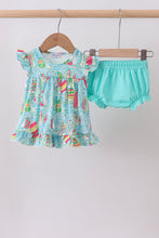 Blue sailboat print ruffle bloomer set - ARIA KIDS