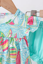 Blue sailboat print ruffle bloomer set - ARIA KIDS