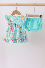 Blue sailboat print ruffle bloomer set - ARIA KIDS