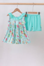 Blue sailboat print ruffle shorts set - ARIA KIDS