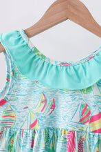 Blue sailboat print ruffle shorts set - ARIA KIDS
