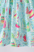 Blue sailboat print ruffle shorts set - ARIA KIDS