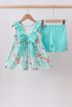 Blue sailboat print ruffle shorts set - ARIA KIDS