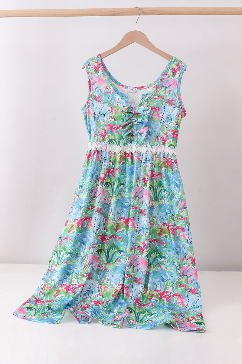 Green tropical garden dress - ARIA KIDS