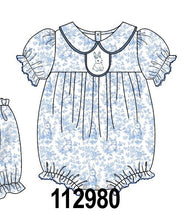 Navy bunny embroidery floral peter pan collar bubble