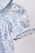 Navy bunny embroidery floral peter pan collar bubble - ARIA KIDS