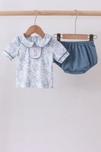 Navy bunny embroidery peter pan collar bloomer set - ARIA KIDS