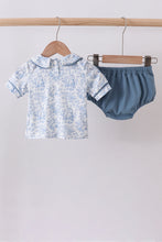 Navy bunny embroidery peter pan collar bloomer set - ARIA KIDS