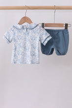 Navy bunny embroidery peter pan collar bloomer set - ARIA KIDS