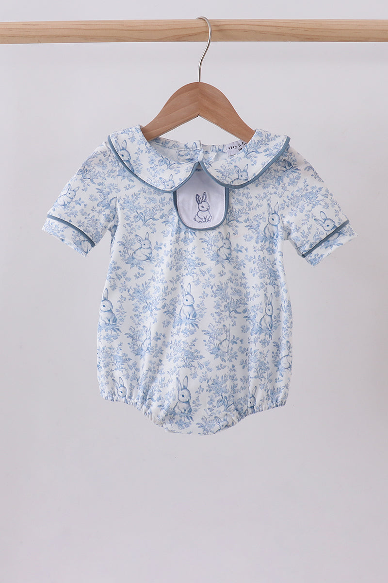 Navy bunny embroidery peter pan collar bubble - ARIA KIDS