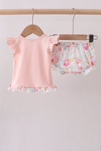 Pink floral bunny applique bloomer set - ARIA KIDS