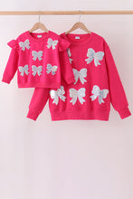 Magenta bow sequin mom&me sweatshirt - ARIA KIDS