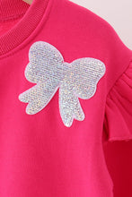 Magenta bow sequin mom&me sweatshirt - ARIA KIDS