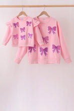 Pink bow sequin mom&me sweatshirt - ARIA KIDS