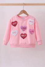 Pink heart love smile sequin fleece mom&me sweatshrit - ARIA KIDS