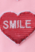 Pink heart love smile sequin fleece mom&me sweatshrit - ARIA KIDS