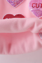 Pink heart love smile sequin fleece mom&me sweatshrit - ARIA KIDS