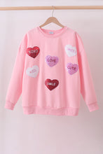 Pink heart love smile sequin fleece mom&me sweatshrit - ARIA KIDS