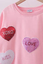 Pink heart love smile sequin fleece mom&me sweatshrit - ARIA KIDS