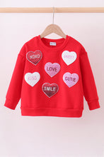 Red heart love smile sequin fleece mom&me sweatshrit - ARIA KIDS