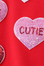 Red heart love smile sequin fleece mom&me sweatshrit - ARIA KIDS