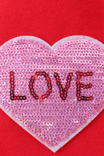 Red heart love smile sequin fleece mom&me sweatshrit - ARIA KIDS