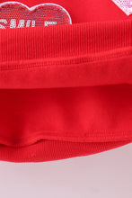 Red heart love smile sequin fleece mom&me sweatshrit - ARIA KIDS
