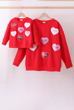 Red heart love smile sequin fleece mom&me sweatshrit - ARIA KIDS