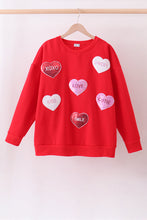 Red heart love smile sequin fleece mom&me sweatshrit - ARIA KIDS