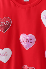 Red heart love smile sequin fleece mom&me sweatshrit - ARIA KIDS