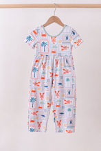 Coconut trees lobsters print bamboo jumpsuit - ARIA KIDS