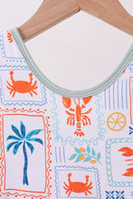 Coconut trees lobsters print bamboo jumpsuit - ARIA KIDS