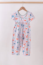 Coconut trees lobsters print bamboo jumpsuit - ARIA KIDS